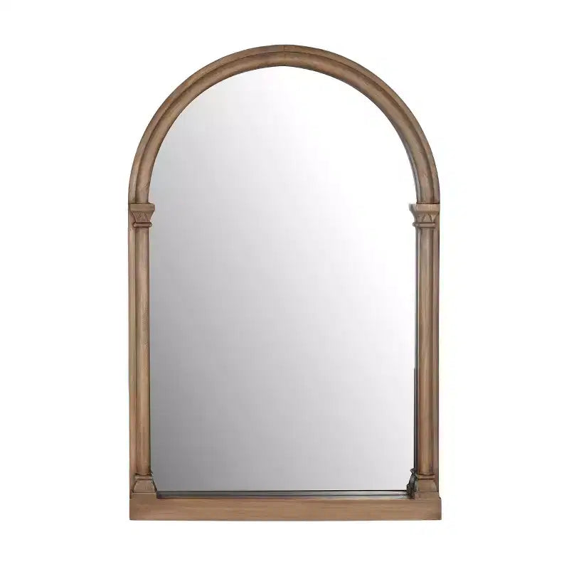 Miroir mural en bois cintré traditionnel marron