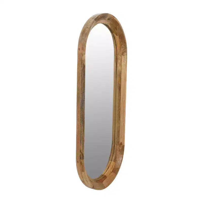 Miroir Mural Ovale Encadré Bois Naturel