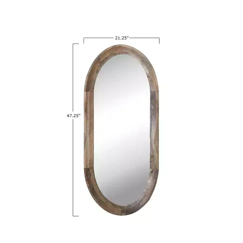 Miroir Mural Ovale Encadré Bois Naturel