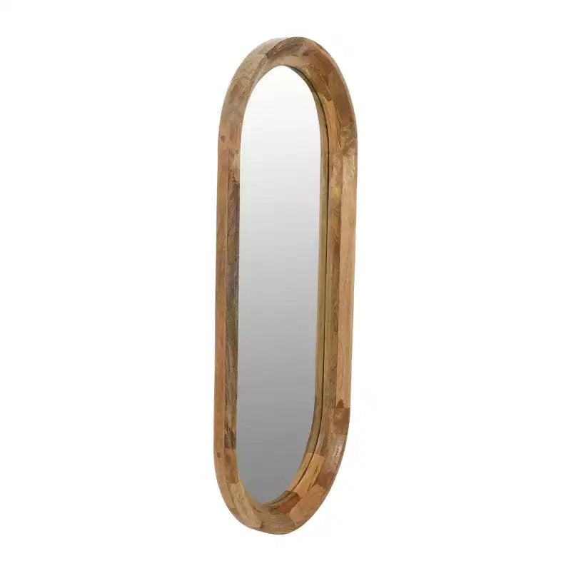 Miroir Mural Ovale Encadré Bois Naturel