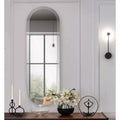 Miroir mural rectangulaire avec cadre en bois gris fumé et miroir : design moderne, aucun assemblage requis