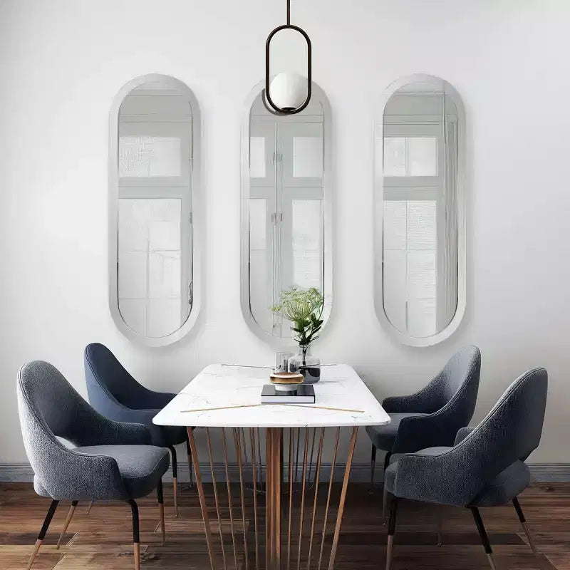 Miroir mural rectangulaire avec cadre en bois gris fumé et miroir : design moderne, aucun assemblage requis