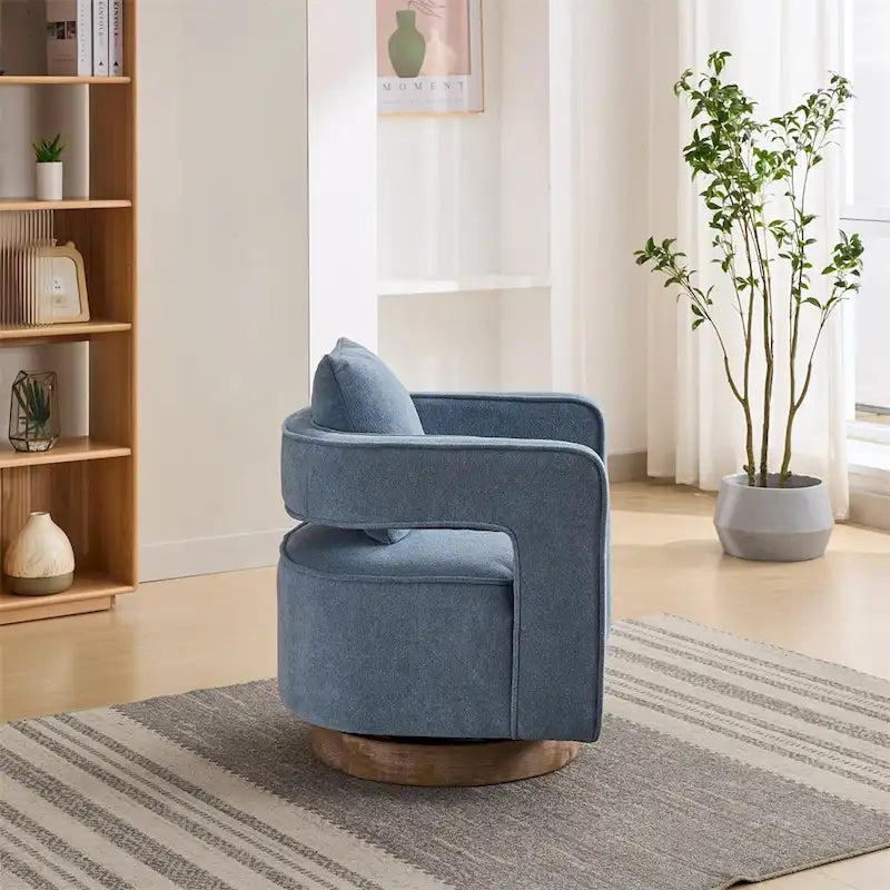 29.1 Swivel Accent Chair with Weathered Wood Base
