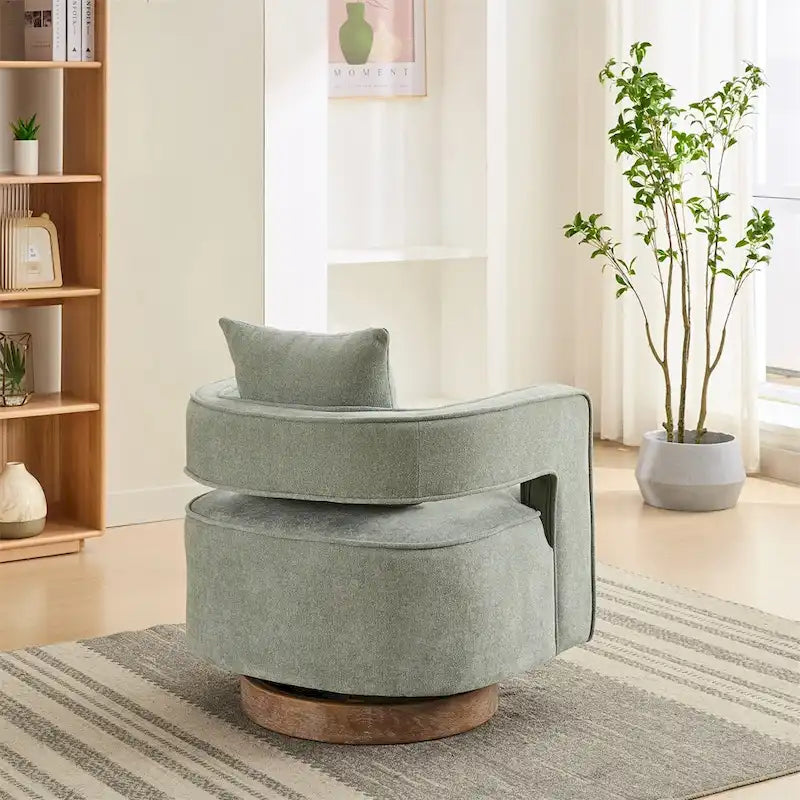 29.1 Swivel Accent Chair with Weathered Wood Base