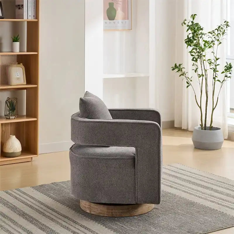 29.1 Swivel Accent Chair with Weathered Wood Base