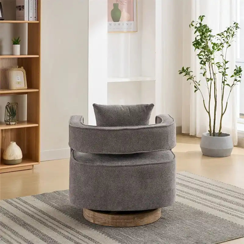 29.1 Swivel Accent Chair with Weathered Wood Base