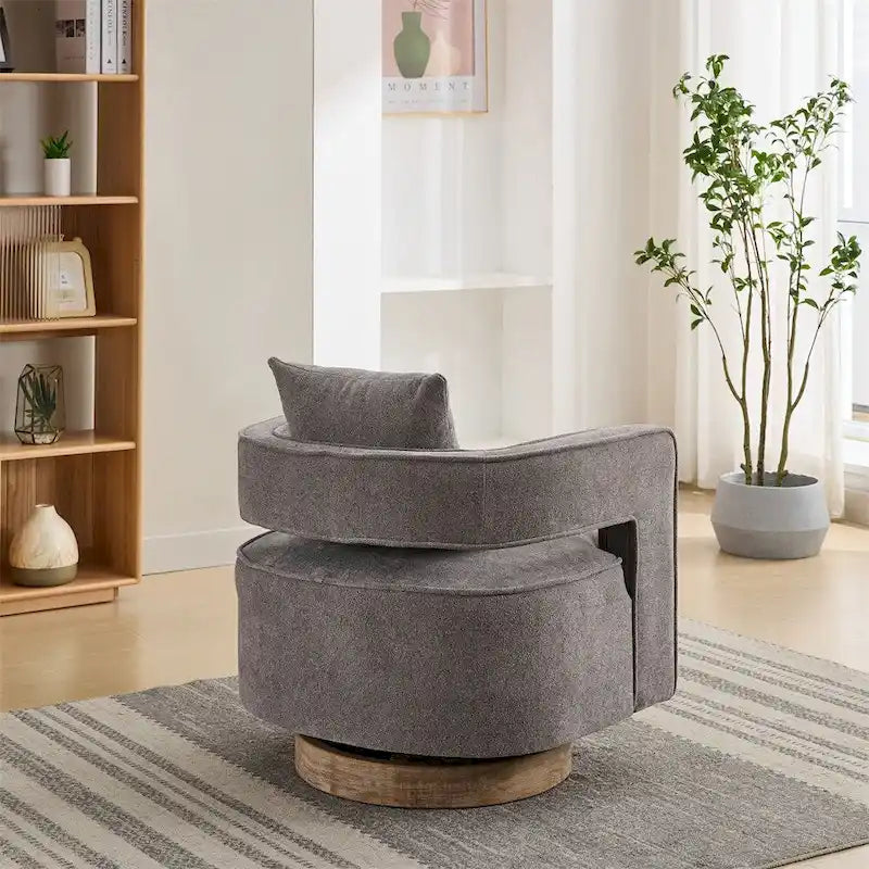 29.1 Swivel Accent Chair with Weathered Wood Base