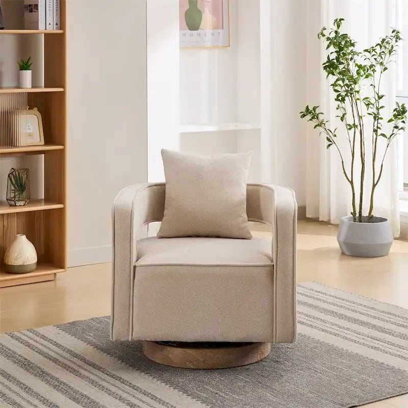 29.1 Swivel Accent Chair with Weathered Wood Base