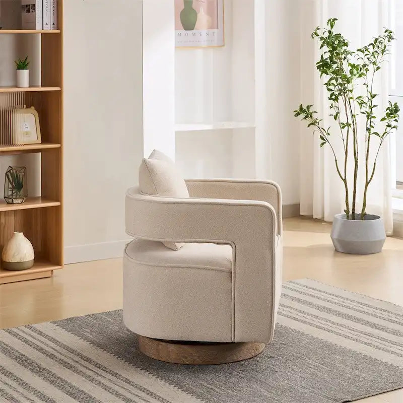 29.1 Swivel Accent Chair with Weathered Wood Base