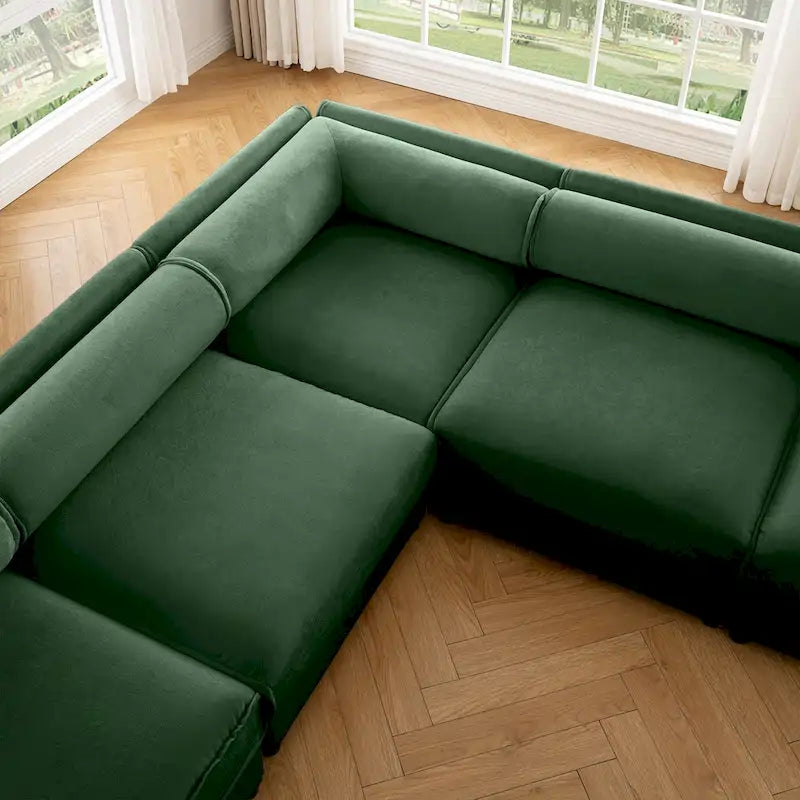 109 Chenille Upholstered L-Shaped Modular Sectional Sofa with Storage Seat, DIY Combination