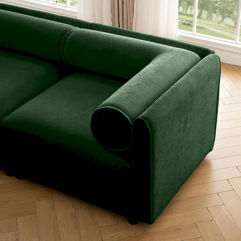109 Chenille Upholstered L-Shaped Modular Sectional Sofa with Storage Seat, DIY Combination