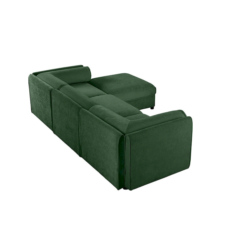 109 Chenille Upholstered L-Shaped Modular Sectional Sofa with Storage Seat, DIY Combination