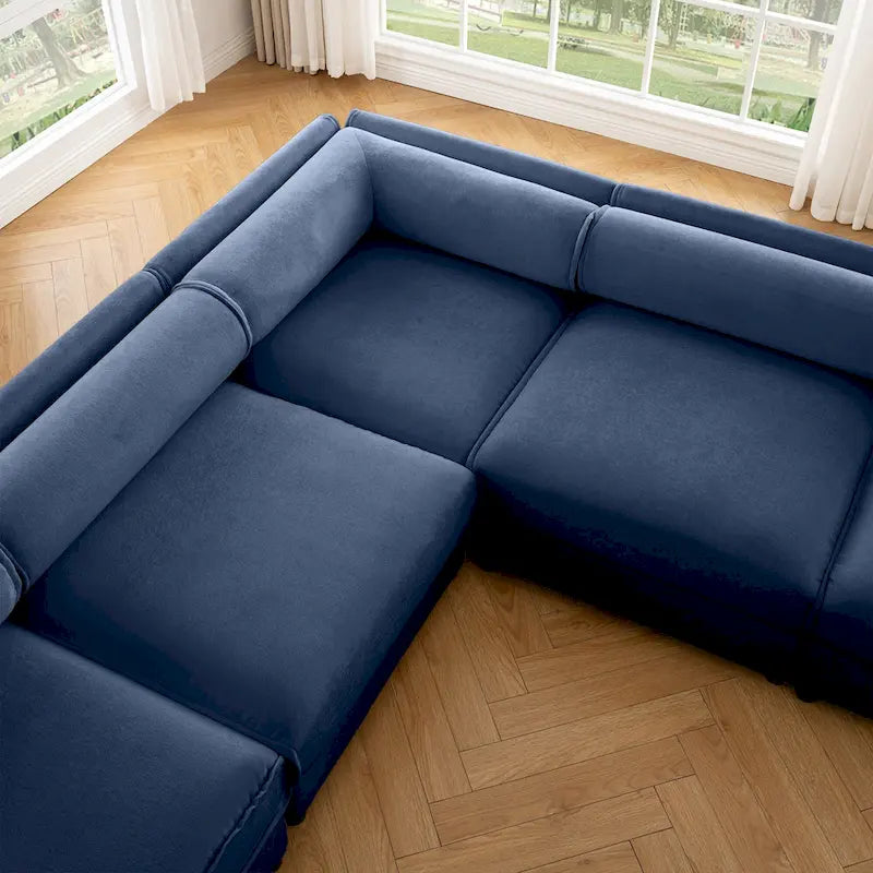 109 Chenille Upholstered L-Shaped Modular Sectional Sofa with Storage Seat, DIY Combination
