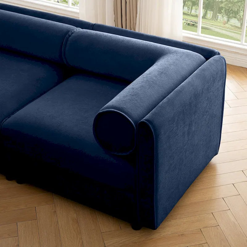 109 Chenille Upholstered L-Shaped Modular Sectional Sofa with Storage Seat, DIY Combination