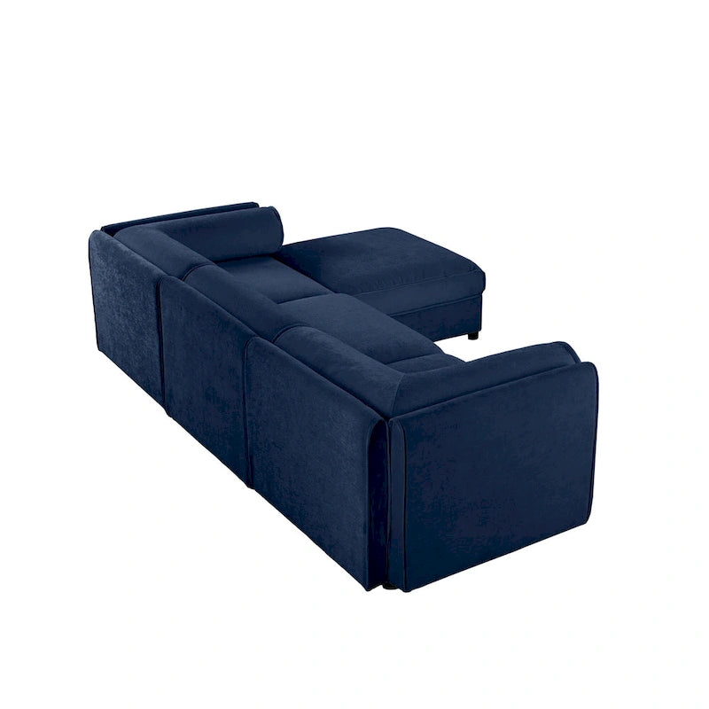 109 Chenille Upholstered L-Shaped Modular Sectional Sofa with Storage Seat, DIY Combination
