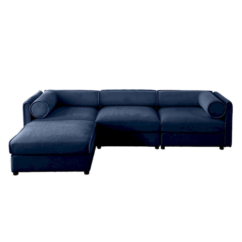 109 Chenille Upholstered L-Shaped Modular Sectional Sofa with Storage Seat, DIY Combination