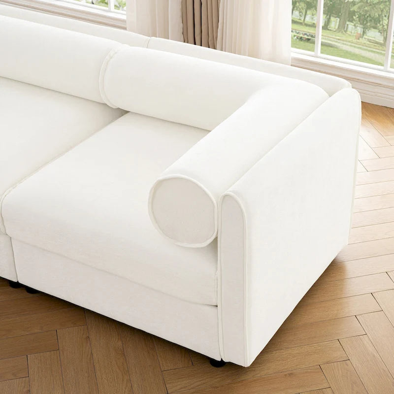 109 Chenille Upholstered L-Shaped Modular Sectional Sofa with Storage Seat, DIY Combination