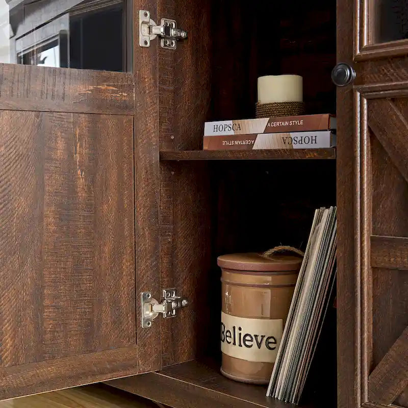 3 Doors Cabinet Large Buffet Sideboard Cabinet, Bar Wine Cabinet,Buffet Cabinet Table Coffee Bar Wine Bar Storage Space Cabinet