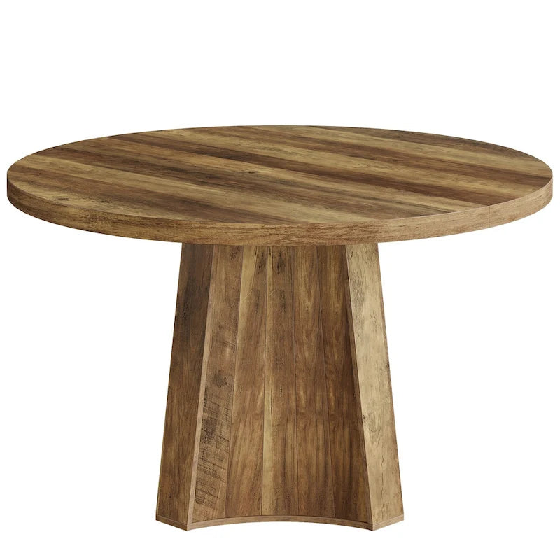 47 Industrial Round Dining Table with Pedestal for 4-6 People