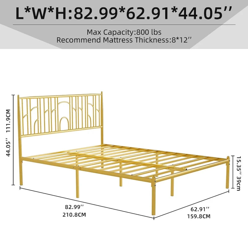 Queen Size Platform Bed Frame with Decorative Finial Posts, Under-Bed Storage, and No Box Spring Needed