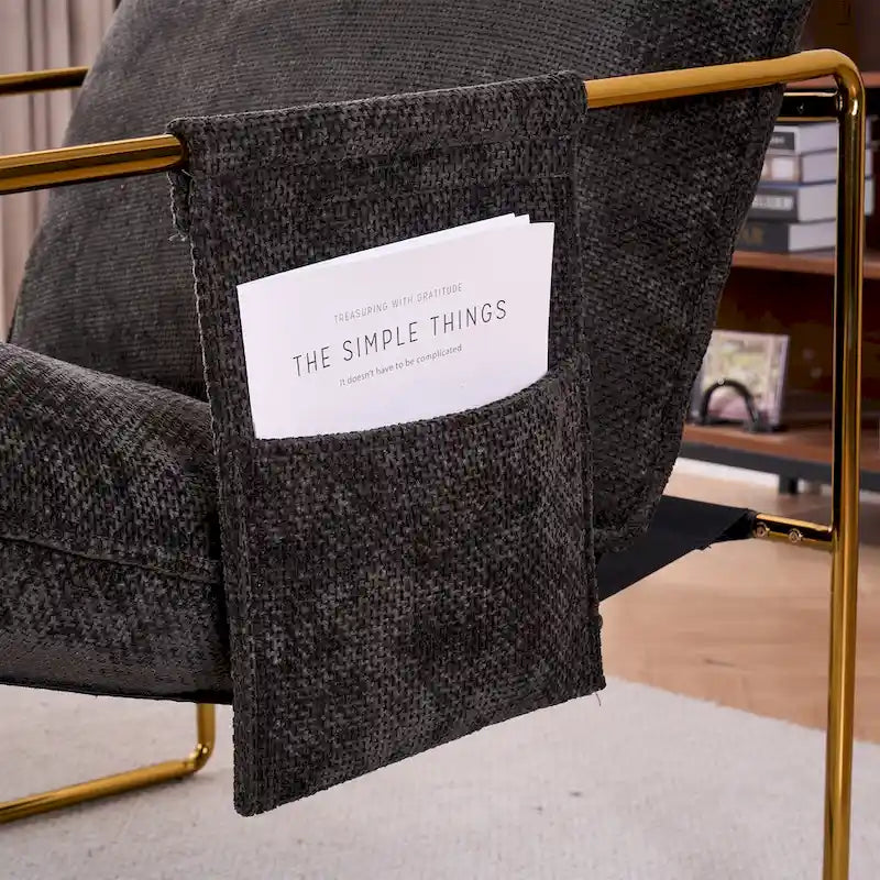 30.7 Arm Chair with Metal Frame and Gold Accents (Set of 2)