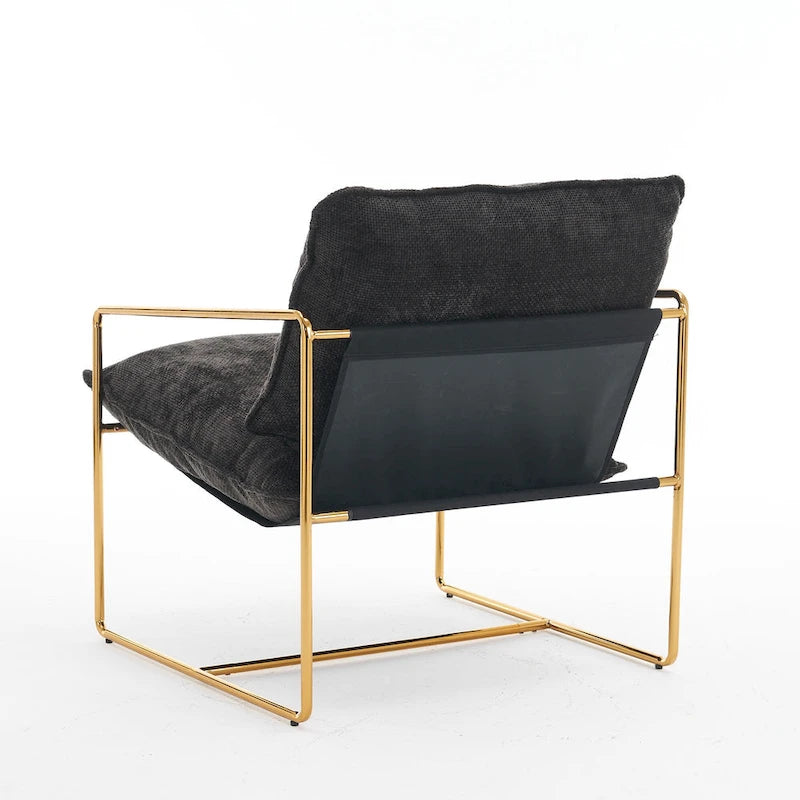 30.7 Arm Chair with Metal Frame and Gold Accents (Set of 2)
