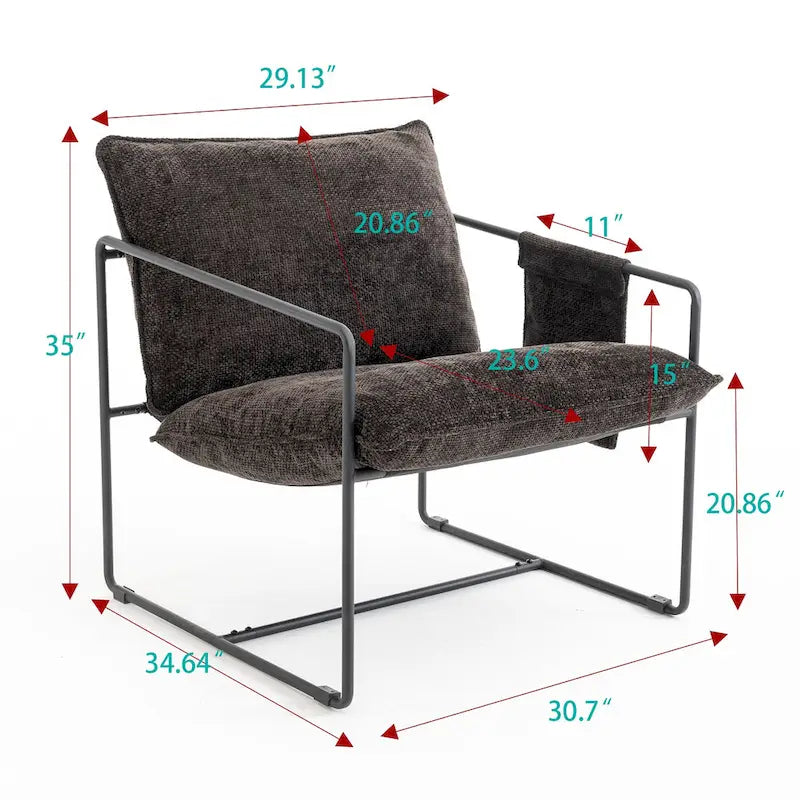 30.7 Arm Chair with Metal Frame and Gold Accents (Set of 2)