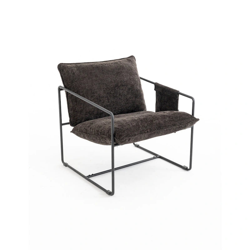 30.7 Arm Chair with Metal Frame and Gold Accents (Set of 2)