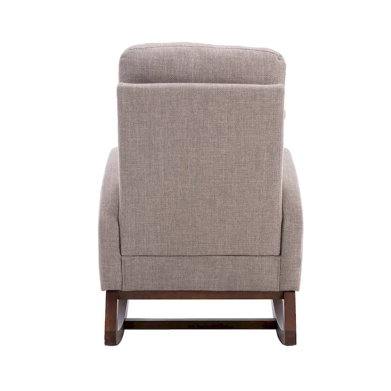 Modern 27 Upholstered Rocking Chair with Wood Legs and Side Pocket