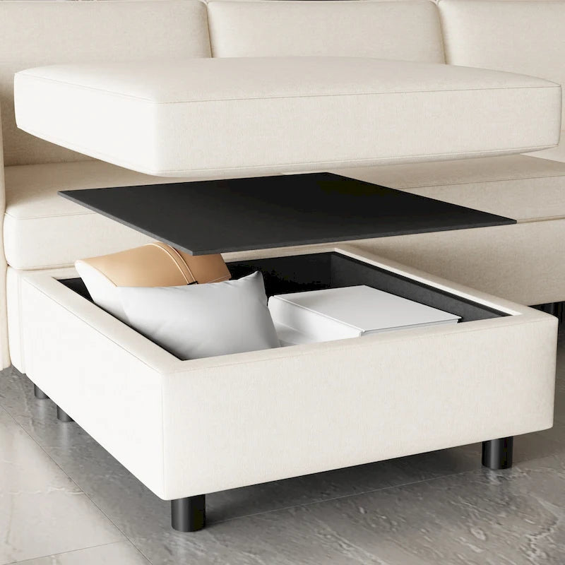 Beige 129 Convertible 8-Seater Modular Sofa with Storage
