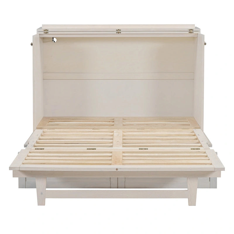 Full Size Modern Murphy Bed with Versatile Storage Drawers & USB