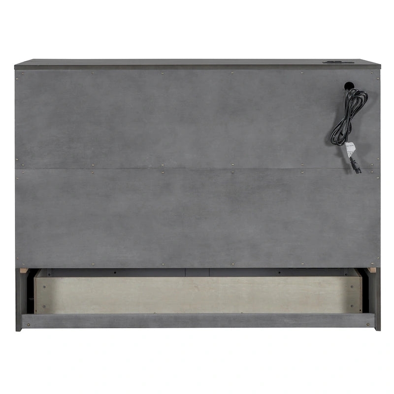 Full Size Modern Murphy Bed with Versatile Storage Drawers & USB