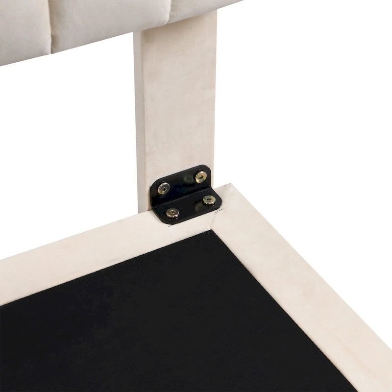 Velvet Floating Queen Upholstered Platform Bed, Sensor Light, Solid Build