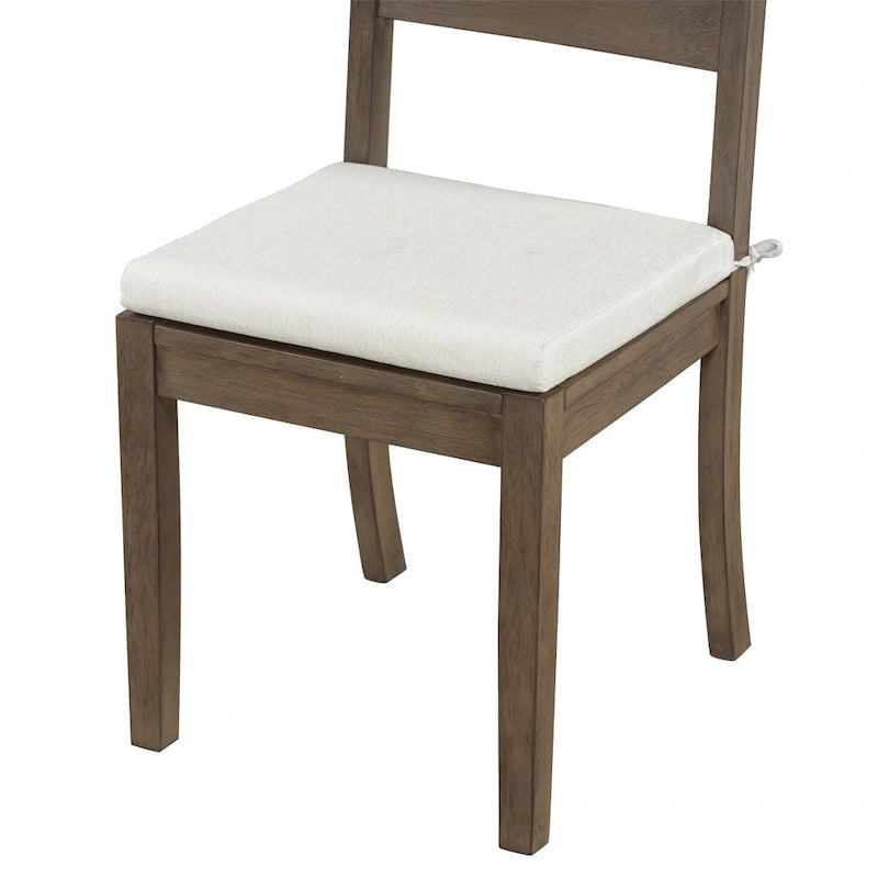 Modern Style 6-Piece Dining Table Set with 4 Removable Cushions Dining Chairs, Storage Shelf and Bench