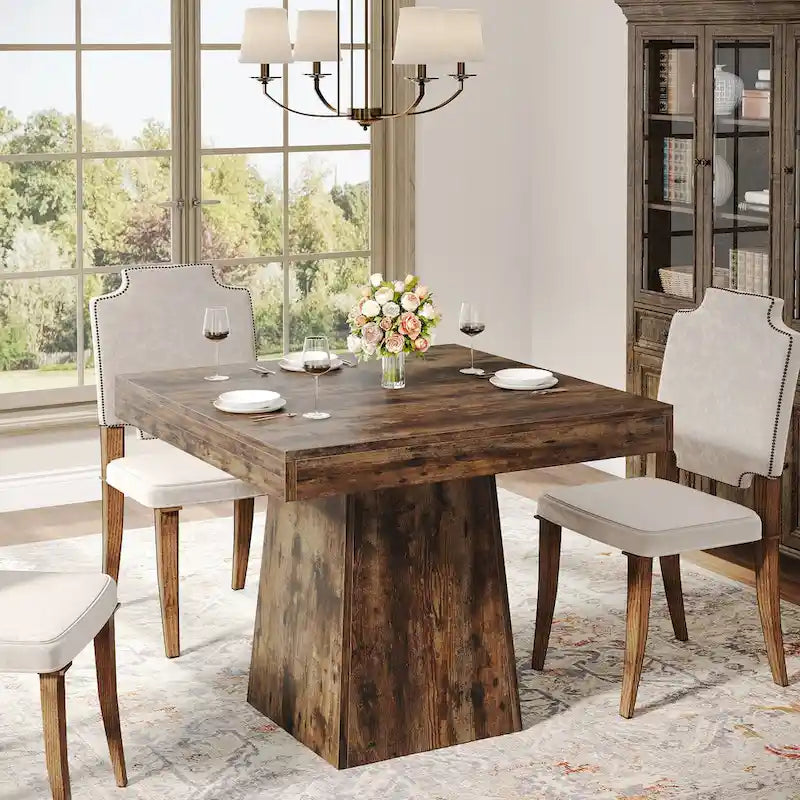 31.5-Inch Square Dining Table for 4, Farmhouse Kitchen Table for Dining Room - 31.5D x 31.5W x 29.53H
