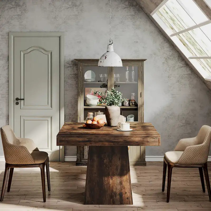 31.5-Inch Square Dining Table for 4, Farmhouse Kitchen Table for Dining Room - 31.5D x 31.5W x 29.53H