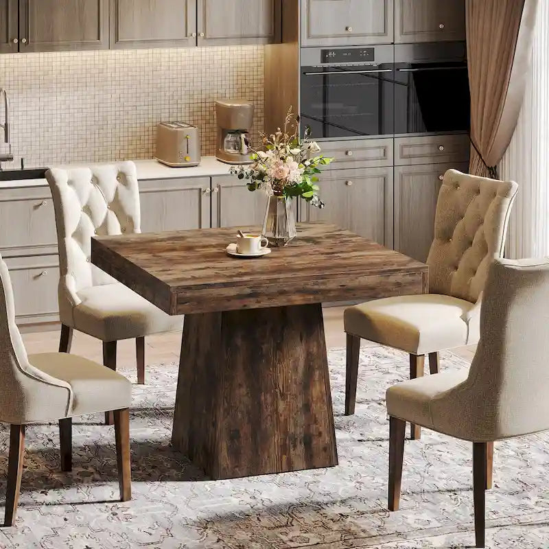 31.5-Inch Square Dining Table for 4, Farmhouse Kitchen Table for Dining Room - 31.5D x 31.5W x 29.53H