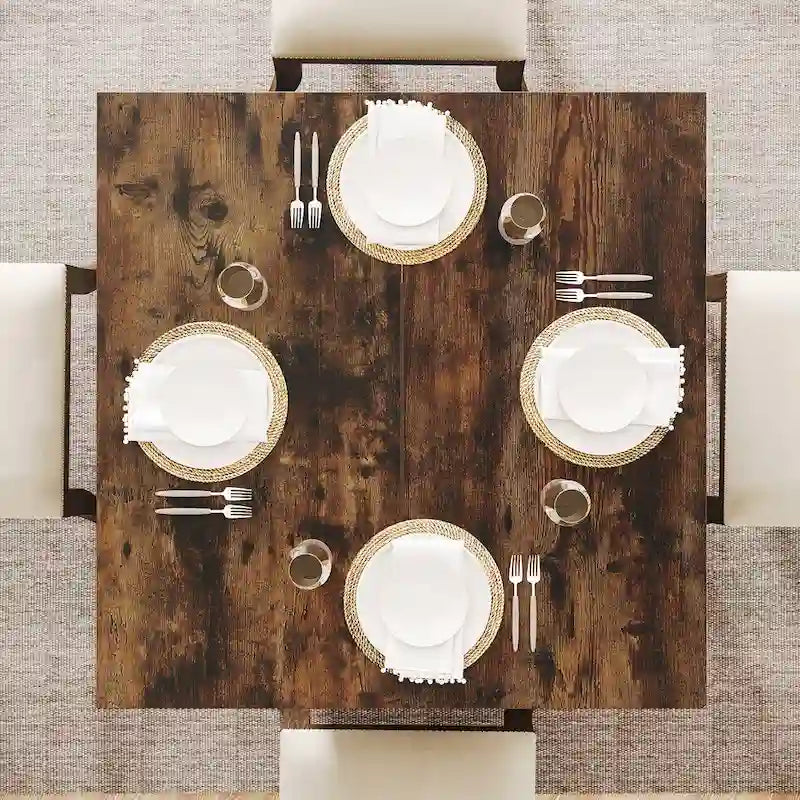 31.5-Inch Square Dining Table for 4, Farmhouse Kitchen Table for Dining Room - 31.5D x 31.5W x 29.53H