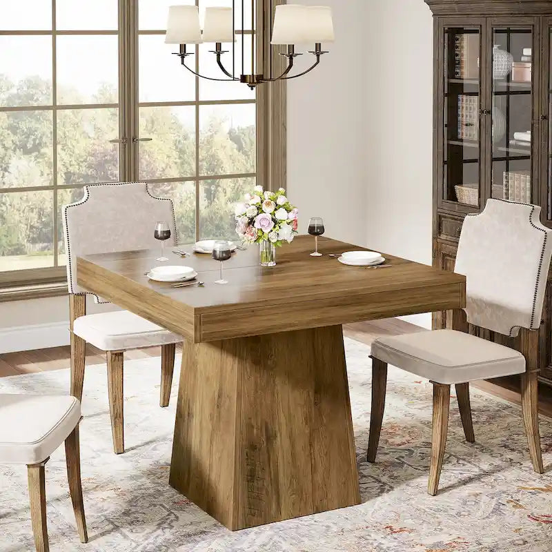 31.5-Inch Square Dining Table for 4, Farmhouse Kitchen Table for Dining Room - 31.5D x 31.5W x 29.53H