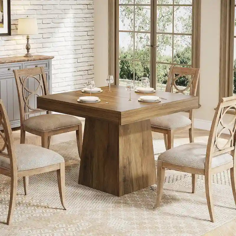 31.5-Inch Square Dining Table for 4, Farmhouse Kitchen Table for Dining Room - 31.5D x 31.5W x 29.53H