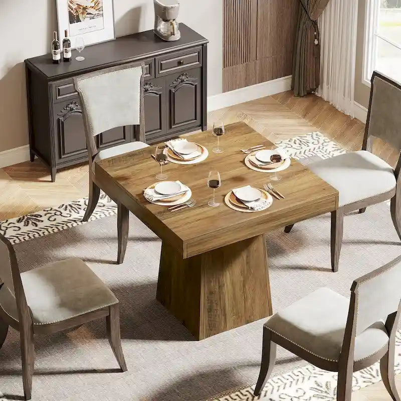 31.5-Inch Square Dining Table for 4, Farmhouse Kitchen Table for Dining Room - 31.5D x 31.5W x 29.53H