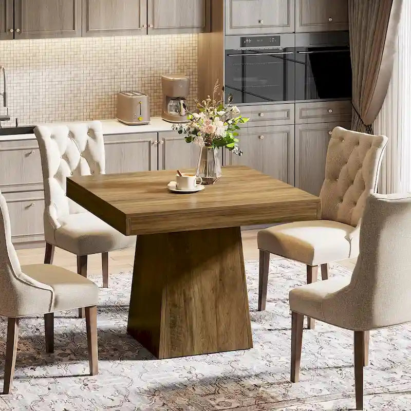 31.5-Inch Square Dining Table for 4, Farmhouse Kitchen Table for Dining Room - 31.5D x 31.5W x 29.53H