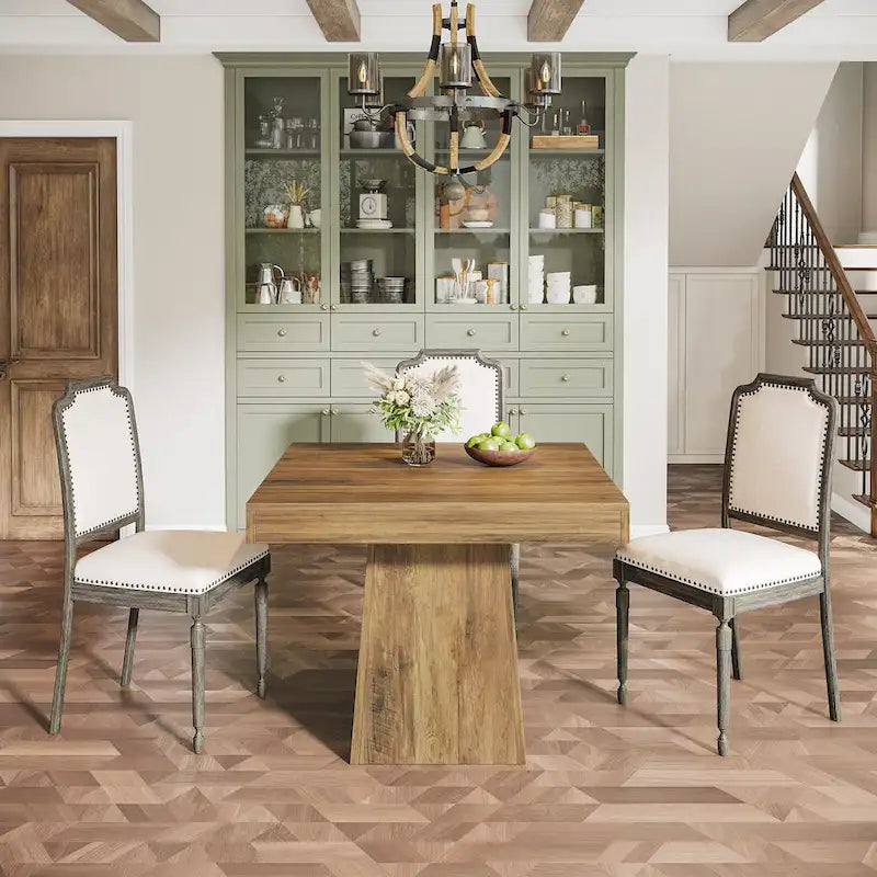 31.5-Inch Square Dining Table for 4, Farmhouse Kitchen Table for Dining Room - 31.5D x 31.5W x 29.53H