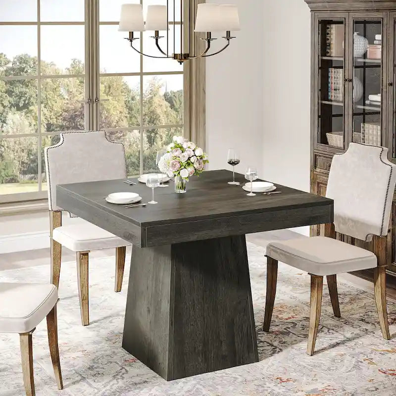31.5-Inch Square Dining Table for 4, Farmhouse Kitchen Table for Dining Room - 31.5D x 31.5W x 29.53H