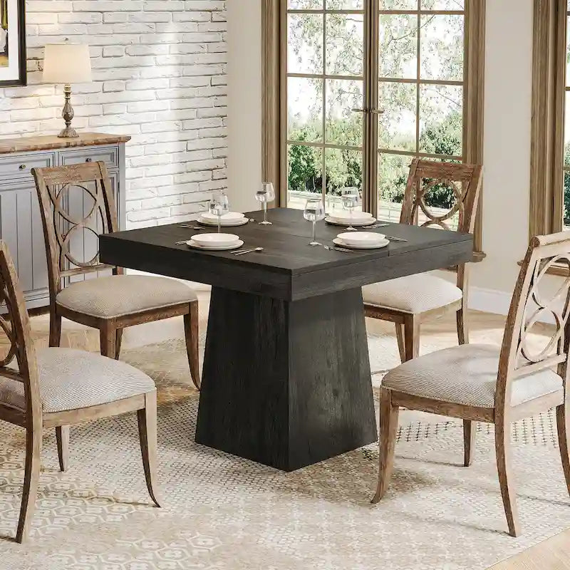 31.5-Inch Square Dining Table for 4, Farmhouse Kitchen Table for Dining Room - 31.5D x 31.5W x 29.53H