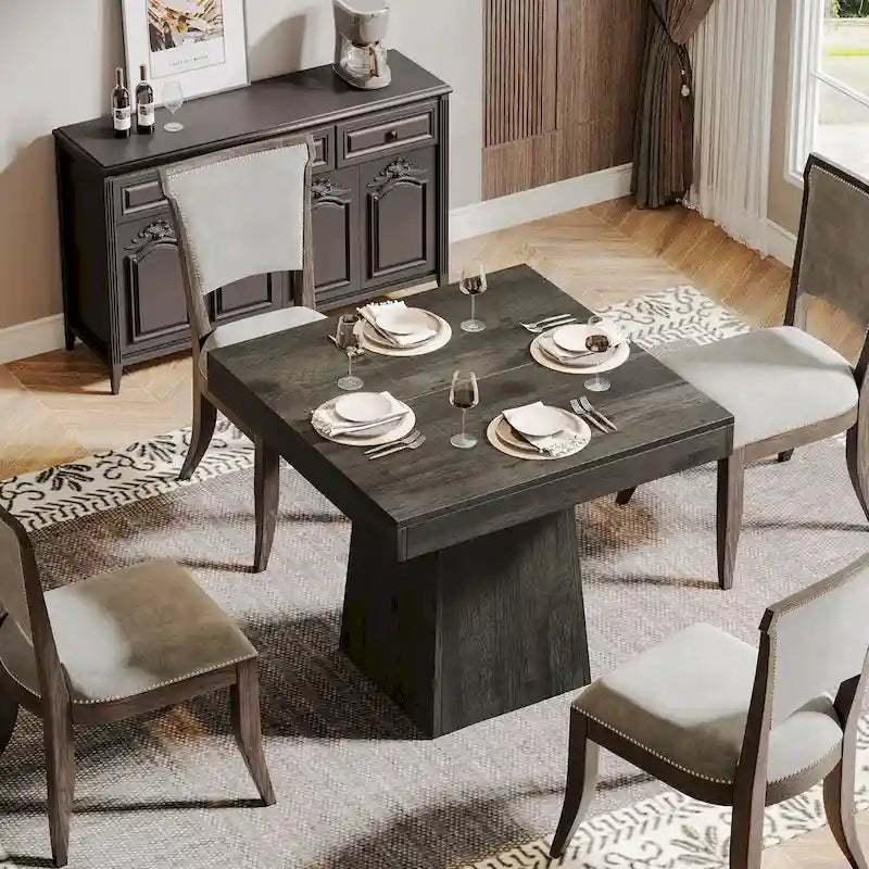 31.5-Inch Square Dining Table for 4, Farmhouse Kitchen Table for Dining Room - 31.5D x 31.5W x 29.53H