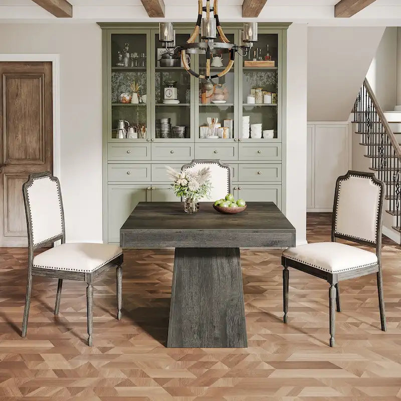 31.5-Inch Square Dining Table for 4, Farmhouse Kitchen Table for Dining Room - 31.5D x 31.5W x 29.53H