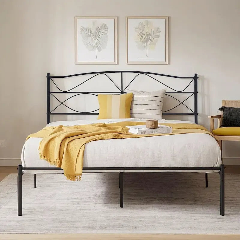 VECELO Bed Frame with Headboard,Easy Set up- Twin/Full/Queen Size Bed