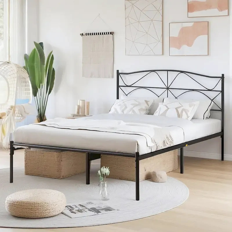 VECELO Bed Frame with Headboard,Easy Set up- Twin/Full/Queen Size Bed
