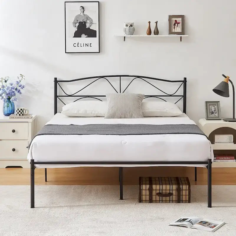 VECELO Bed Frame with Headboard,Easy Set up- Twin/Full/Queen Size Bed